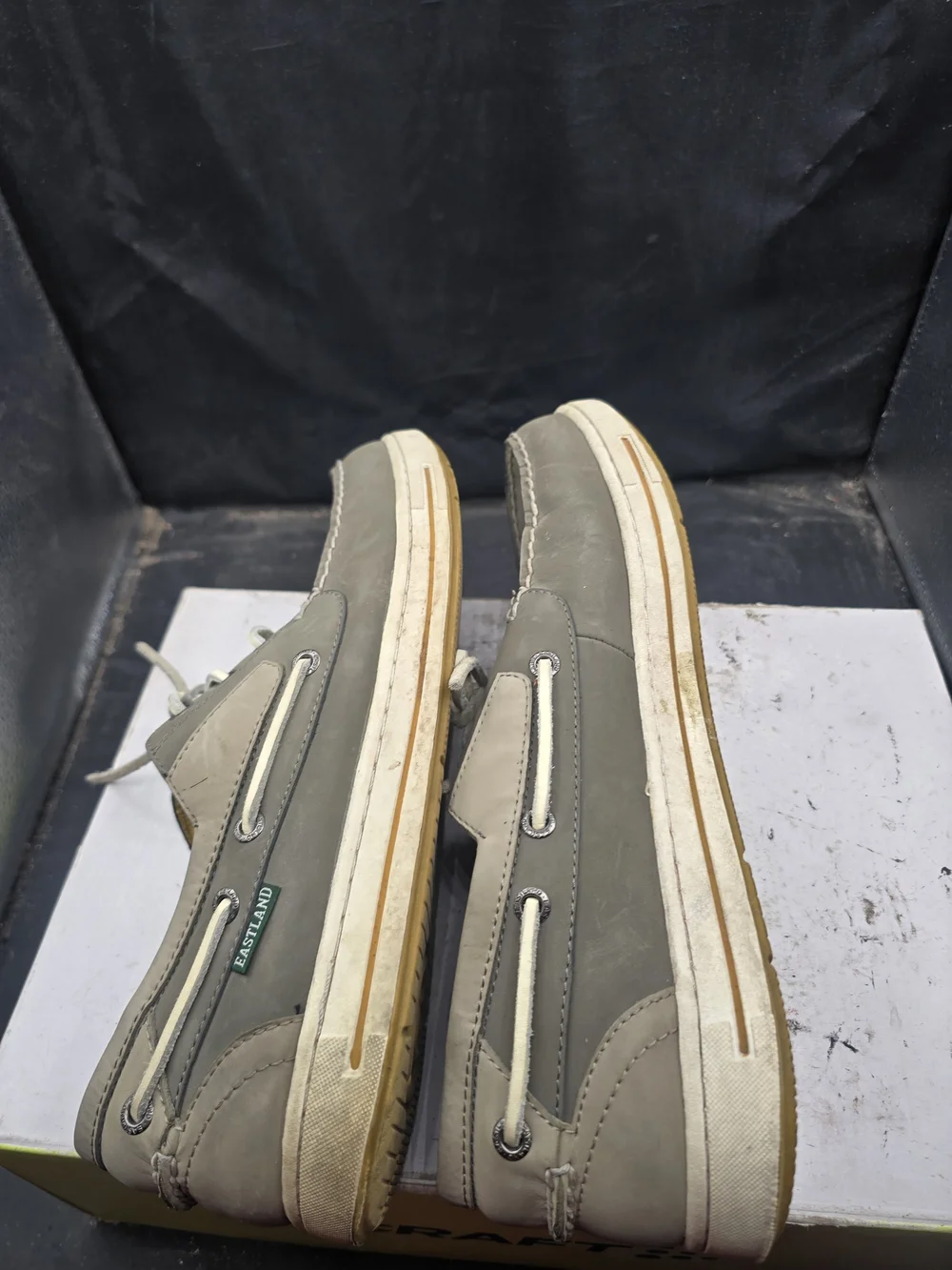 Eastland Gray Men’s Boat Shoes with White Laces